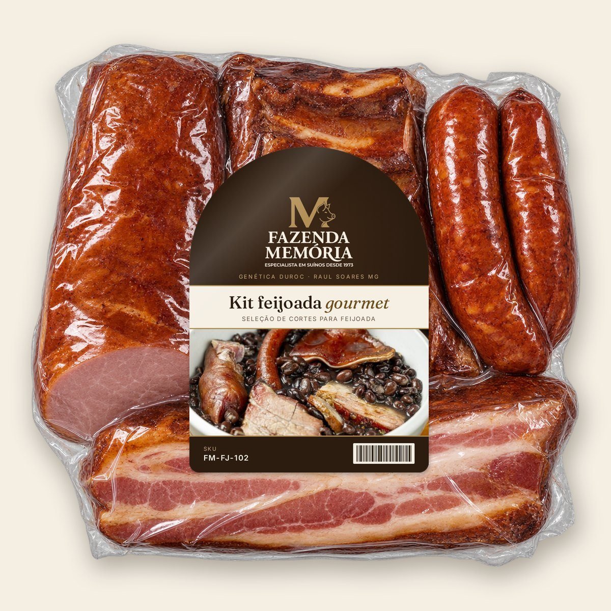 Kit feijoada gourmet Fazenda Memória na embalagem a vácuo