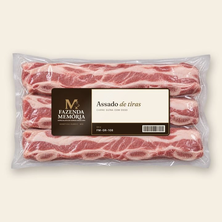 Assado de tiras Fazenda Memória na embalagem a vácuo