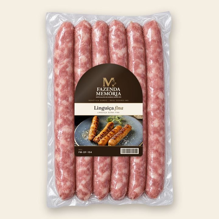 Linguiça fina Fazenda Memória na embalagem a vácuo