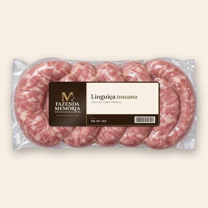 Linguiça toscana Fazenda Memória na embalagem a vácuo