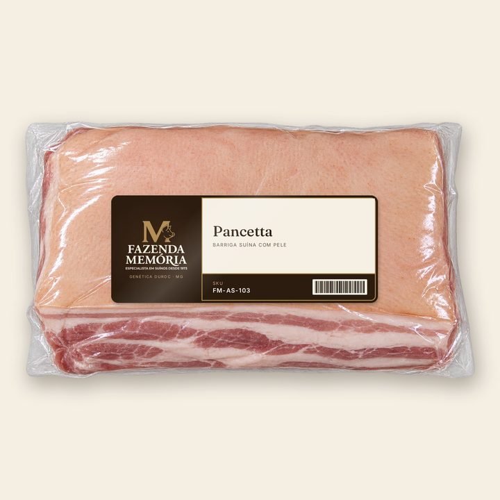 Pancetta Fazenda Memória na embalagem a vácuo
